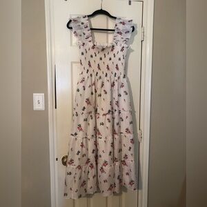 Hill House “The Ellie Nap Dress” Ivory Ilat Floral Crushed Taffeta - Size Medium
